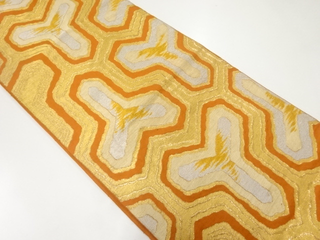 アンティーク　毘沙門亀甲模様織出し袋帯（材料）